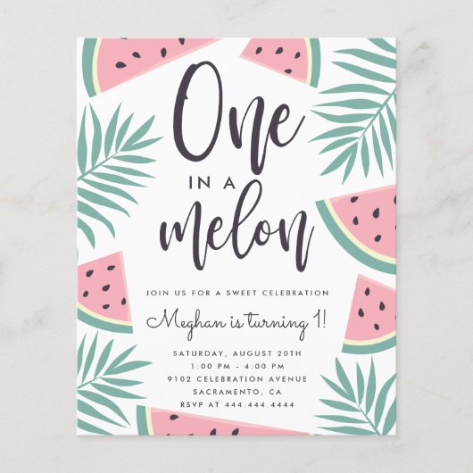 Papier Pastèque Tropicale Budget Un Dans Un Melon Anniver (Devant)