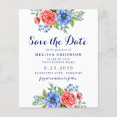 Papier Patriotique Floral Red Blue Graduation Enregistrer (Devant)