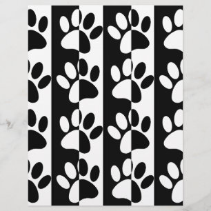 Papier Patrouilles Et Rayures De Chien Noir Et Blanc