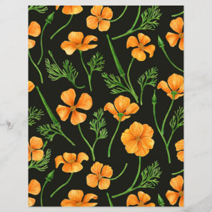 Papier Pavot de Californie, fleurs d'été, orange wil