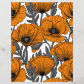 Papier Pavot orange sur blanc (Dos)