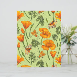 Papier Pavots de Californie et papillons de nuit sur miel
