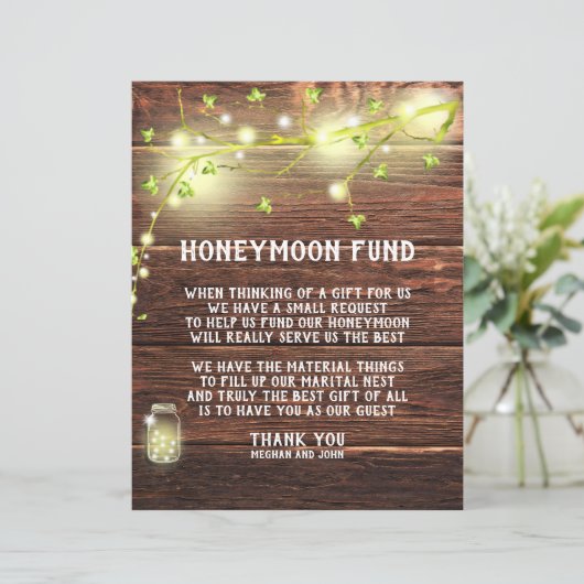 Papier Pays Rustic Mason String Lights Honeymoon Fund (Debout devant)