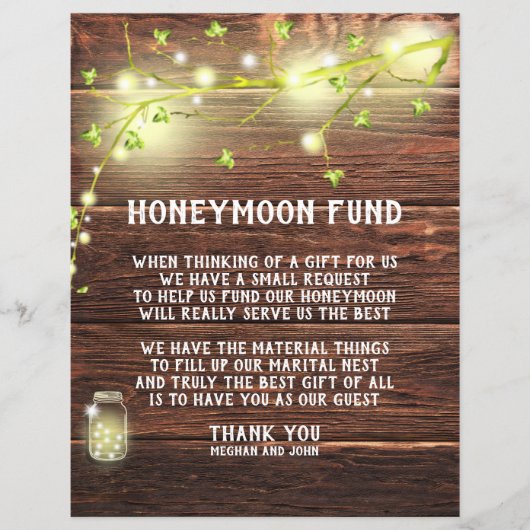 Papier Pays Rustic Mason String Lights Honeymoon Fund (Devant)