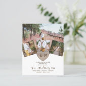 Papier Pays Rustique Photo Carved Heart Monogramme Mariag (Debout devant)