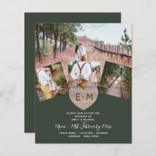 Papier Pays Rustique Photo Carved Heart Monogramme Mariag