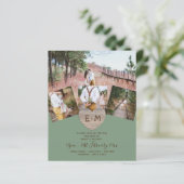 Papier Pays Rustique Photo Carved Heart Monogramme Mariag (Debout devant)