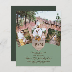 Papier Pays Rustique Photo Carved Heart Monogramme Mariag