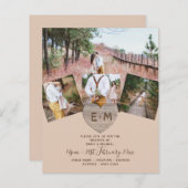 Papier Pays Rustique Photo Gravé Coeur Monogramme Mariage (Devant / Derrière)