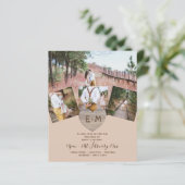 Papier Pays Rustique Photo Gravé Coeur Monogramme Mariage (Debout devant)