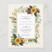 Papier Pays Tournesols Rustiques Bourgogne Mariage Rose (Devant)