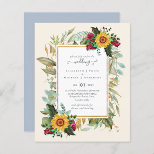 Papier Pays Tournesols Rustiques Bourgogne Mariage Rose