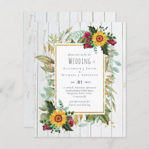Papier Pays Tournesols Rustiques Bourgogne Mariage Rose