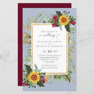 Papier Pays Tournesols Rustiques Bourgogne Mariage Rose