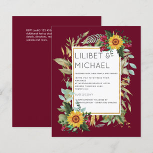 Papier Pays Tournesols Rustiques Bourgogne Mariage Rose