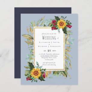 Papier Pays Tournesols Rustiques Bourgogne Mariage Rose