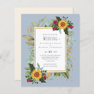 Papier Pays Tournesols Rustiques Bourgogne Mariage Rose