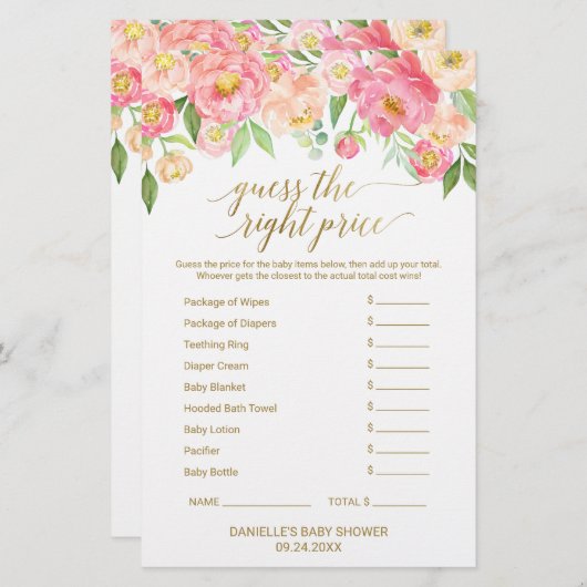 Papier Peach and Pink Peony Guidez le jeu au bon prix (Devant / Derrière)