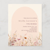 Papier Peach beige fleur sauvage budget anniversaire invi (Devant)