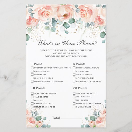 Papier Peach Blush Floral What's In Your Phone Game Baby (Devant)