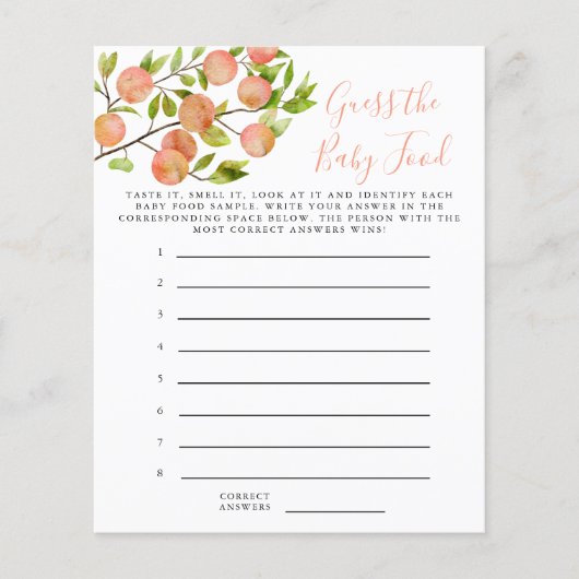 Papier Peach Devinez Le Jeu De Douche Alimentaire Bébé (Devant)