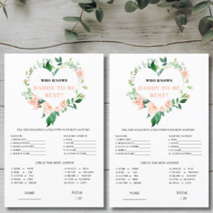 Papier Peach Floral Qui connaît Daddy Best Baby shower Je
