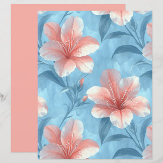 Papier Peach Hibiscus Floral Scrapbook Paper
