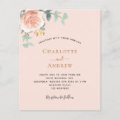 Papier Peach or rose QR RSVP budget faire-part de mariage (Devant)