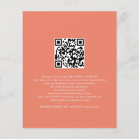 PAPIER Peach Peonies Floral QR Code Weddenschap Ui Flyer (Achterkant)