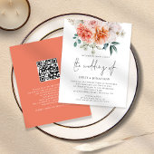 PAPIER Peach Peonies Floral QR Code Weddenschap Ui Flyer