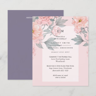 Papier Peach PEONIES Lilac Mariage Inviter BUDGET