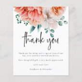 Papier Peach Peonies Photo Mariage Merci (Devant)