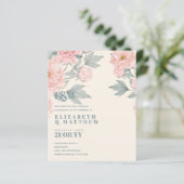 Papier Peach Peonies Sage Floral Budget Mariage (Debout devant)