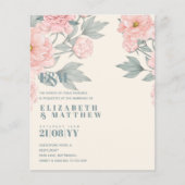 Papier Peach Peonies Sage Floral Budget Mariage (Devant)