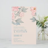 Papier Peach Peonies Sage Floral Budget Mariage (Debout devant)