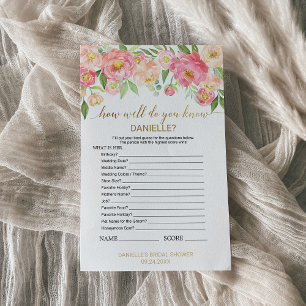 Papier Peach Pink "Comment Bien Connaissez-Vous La Mariée
