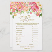 Papier Peach & Pink Peony Baby Word Scramble & Price Jeu (Devant / Derrière)