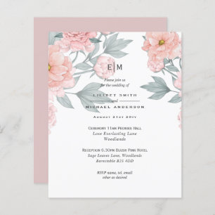 Papier Peach Push Peach PEONIES Mariage Inviter Réception