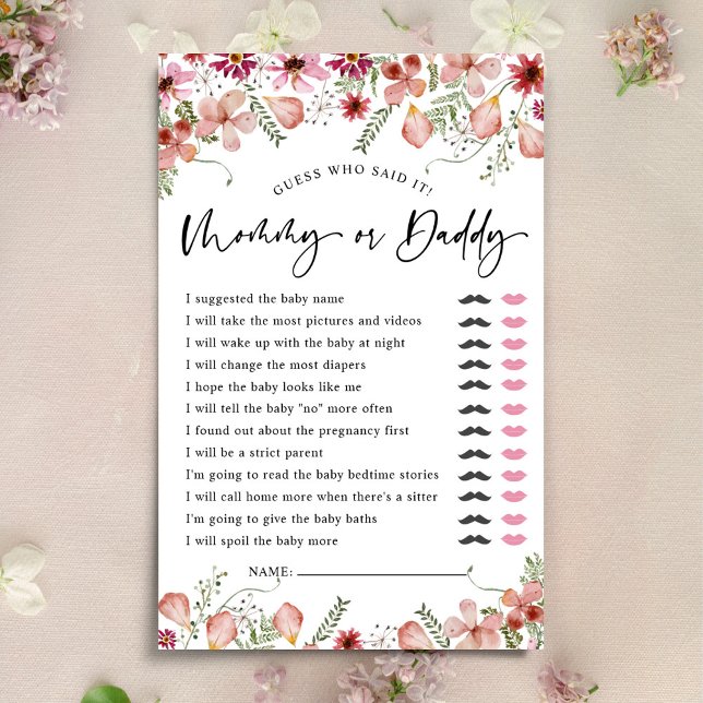 Papier Peach rose Devinez Qui Maman ou Papa Jeux Baby sho (Créateur téléchargé)
