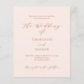 Papier Peach rose or budget formel faire-part de mariage (Devant)