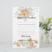 Papier Peach Tulip Blooms Souhaits Pour Le Baby shower (Debout devant)