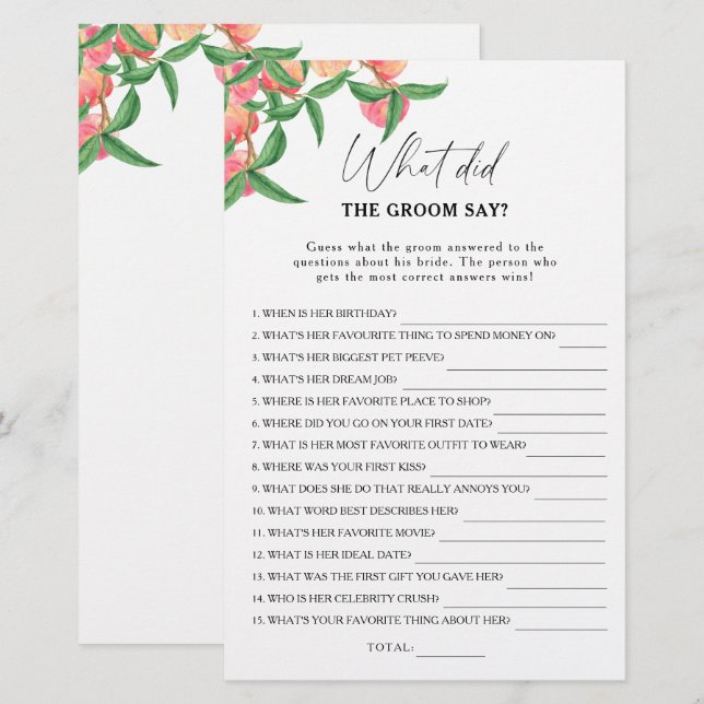 Papier Peaches - Qu'est-ce que le marié a dit le jeu de l (Devant / Derrière)