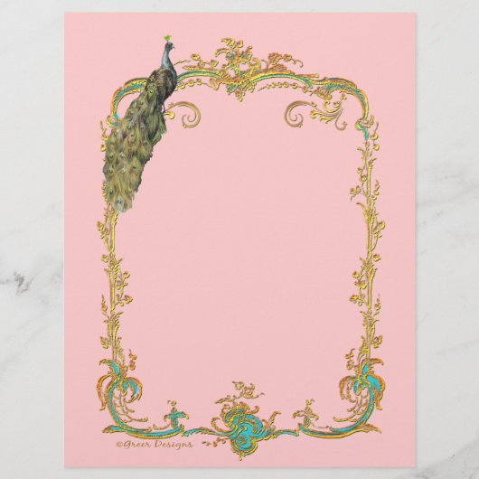 Papier Peacock avec cadre Or Ornate (Devant)