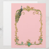 Papier Peacock avec cadre Or Ornate (Devant / Derrière)