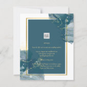 Papier Peacock Blue Gold Alcohol ENK Chic Wedding Invitat (Dos)