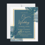 Papier Peacock Blue Gold Alcohol ENK Chic Wedding Invitat<br><div class="desc">Ce mariage moderne fait partie d'une collection plus grande, regardez-les tous pour sélectionner la mise en page et le type de carte/papier qui correspond le mieux à vos besoins. Il présente un effet abstrait à l'ombre de l'encre qui s'intègre bien avec votre thème de couleur choisi pour un printemps, été,...</div>