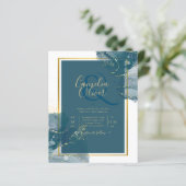 Papier Peacock Blue Gold Alcohol ENK Chic Wedding Invitat (Debout devant)