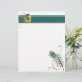 Papier Peacock Monogramme en Turquoise et or (Debout devant)