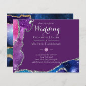 Papier Peacock Violet Blue Agate Mariage Inviter BUDGET (Devant / Derrière)