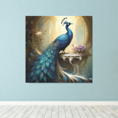 Papier Peacook et Fleurs toile étirée Impression (Insitu (Plancher de Bois))